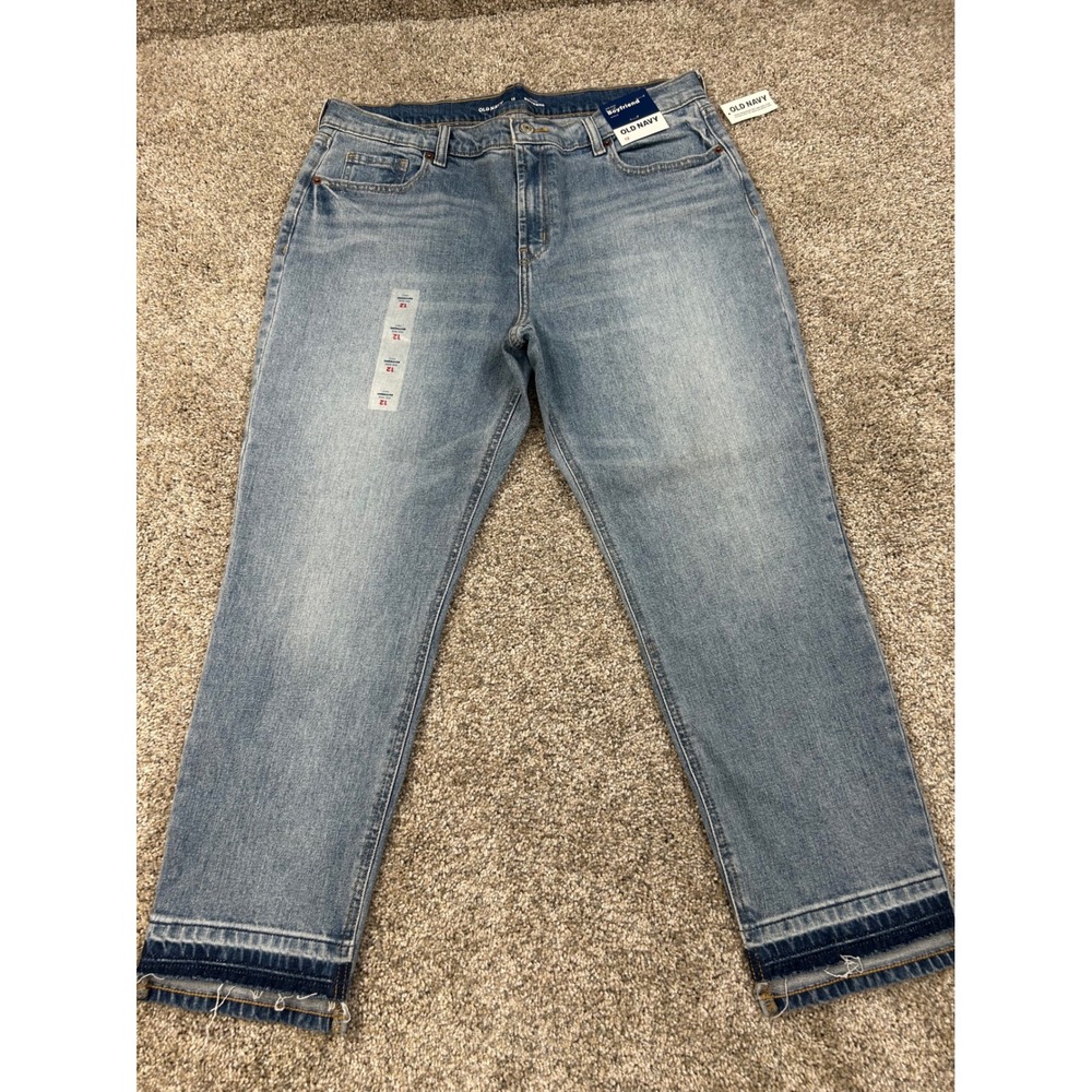 Old Navy Womens 12 Mid-Rise Boyfriend Ankle Jeans Released Raw Hem #0639